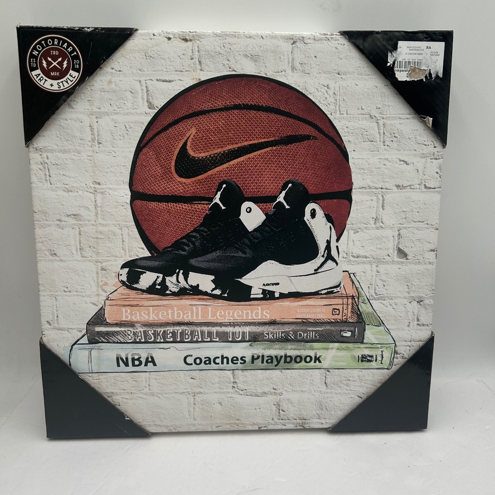 NotoriArt Basketball Jordan Sneaker Canvas Wall Art 15x15 Sports Decor